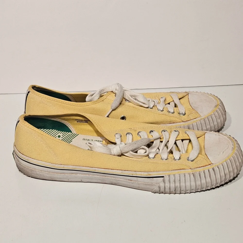 PF Flyers Center Lo Men 13 Yellow Canvas Low Top Ribbed Toe Sneakers PF0220